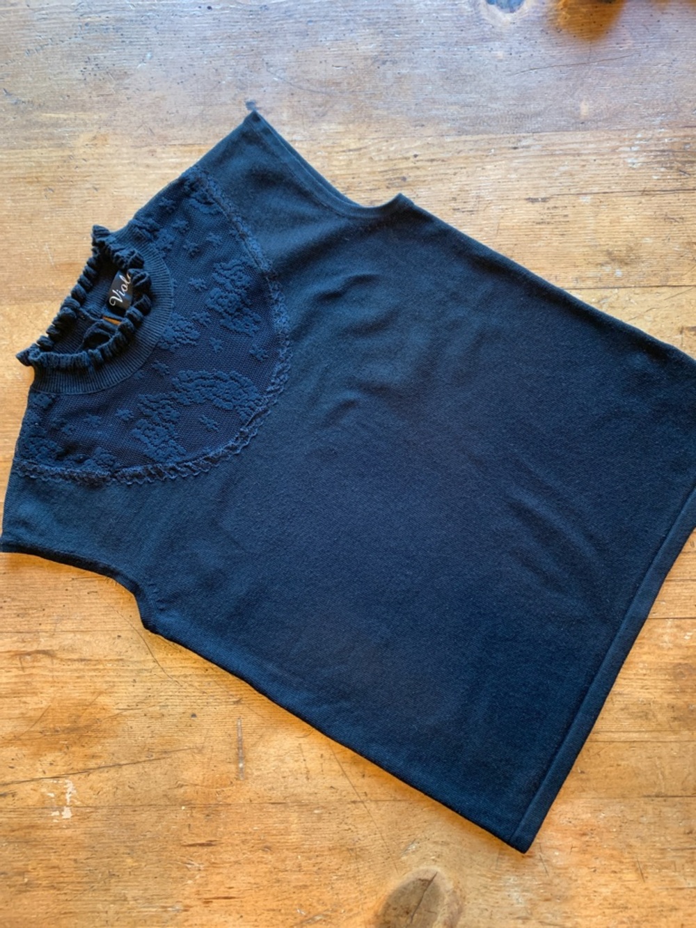 Ruffled Mock Neck Knit Tank — Black
